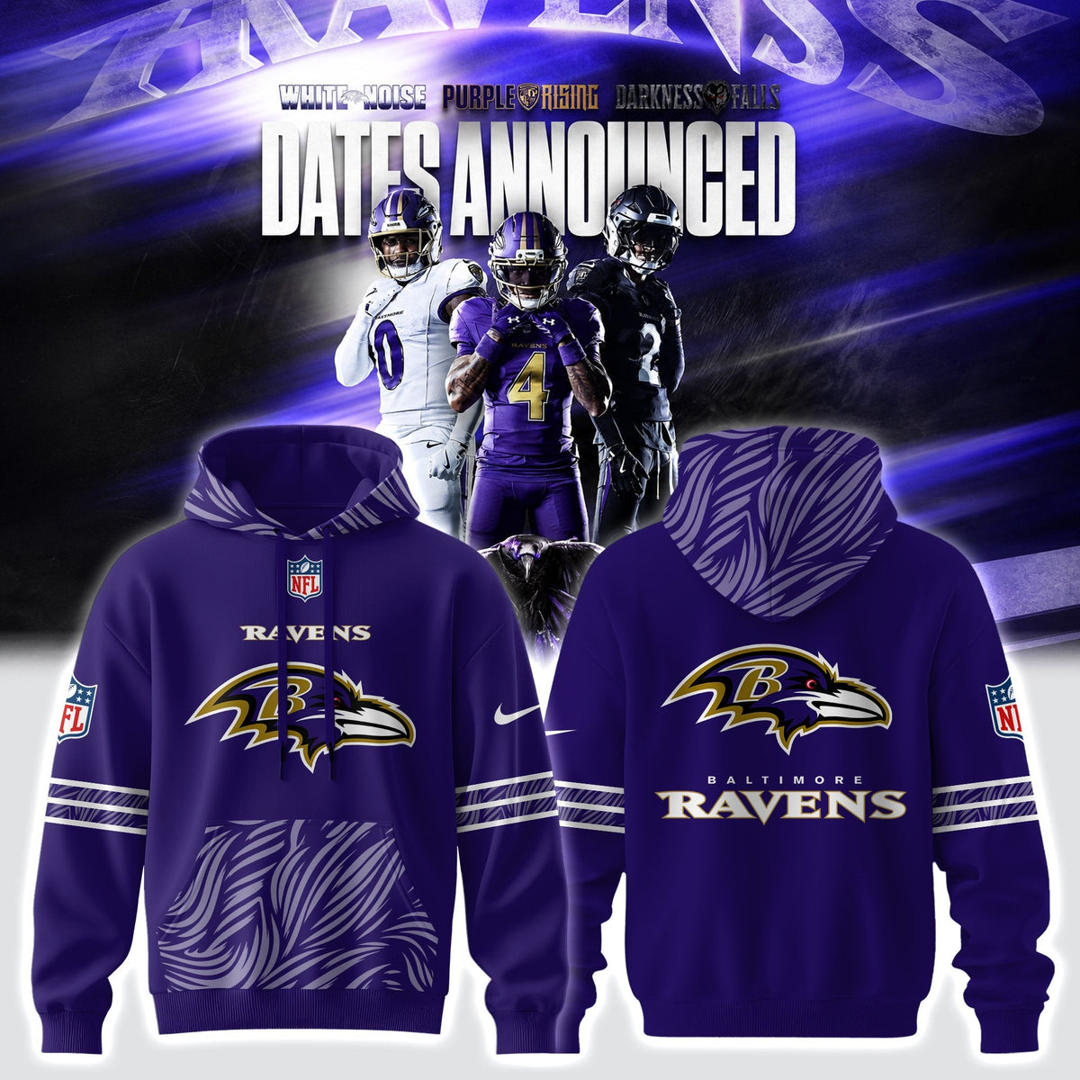 .B.Ravens 2026 Noise Rising Falls Black Hoodie