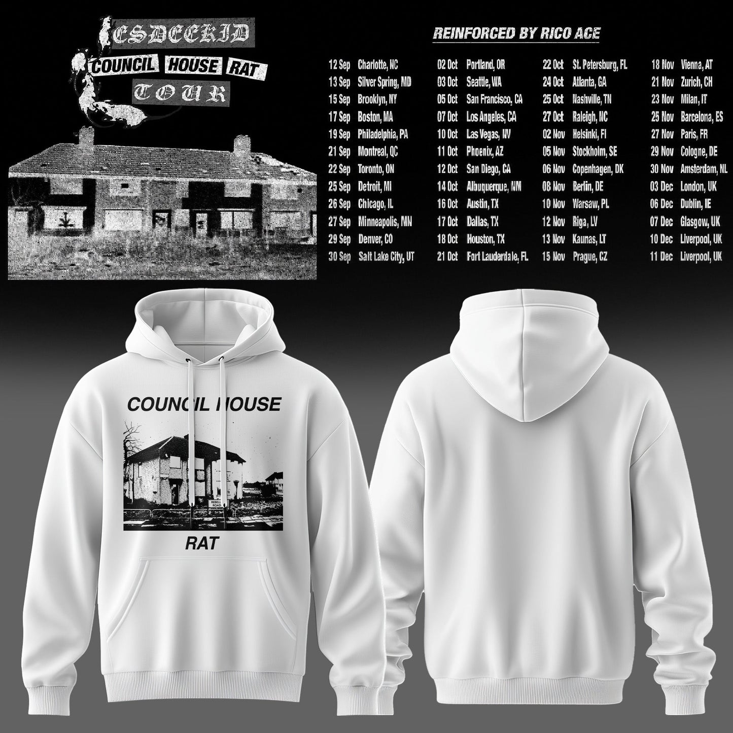 Council House Rat Tour Vintage Graphic Hoodie