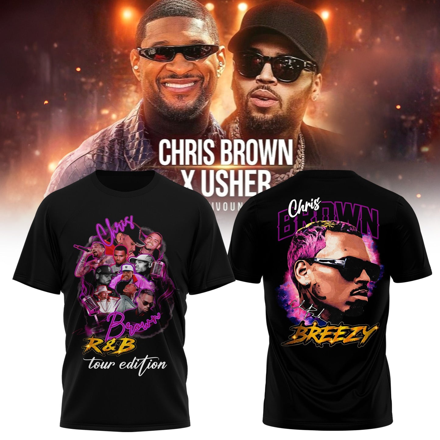 CHRIS BROWN x RAYMOND USHER – R&B TOUR 2026 Collection T-shirt