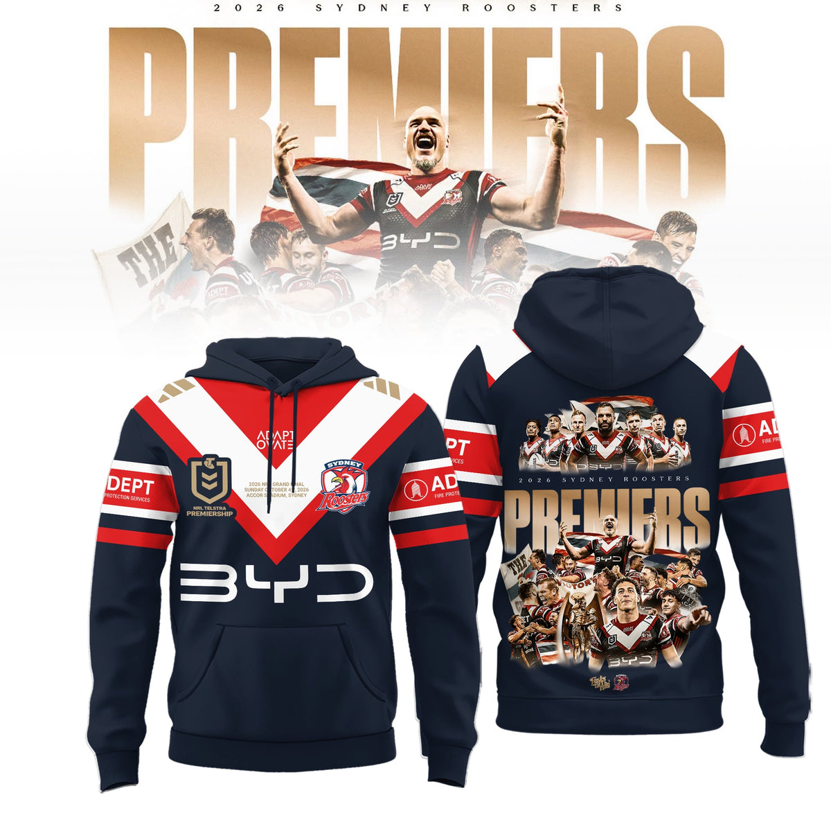 Limited Edition Sydney Roosters 2026 Premiers Hoodie