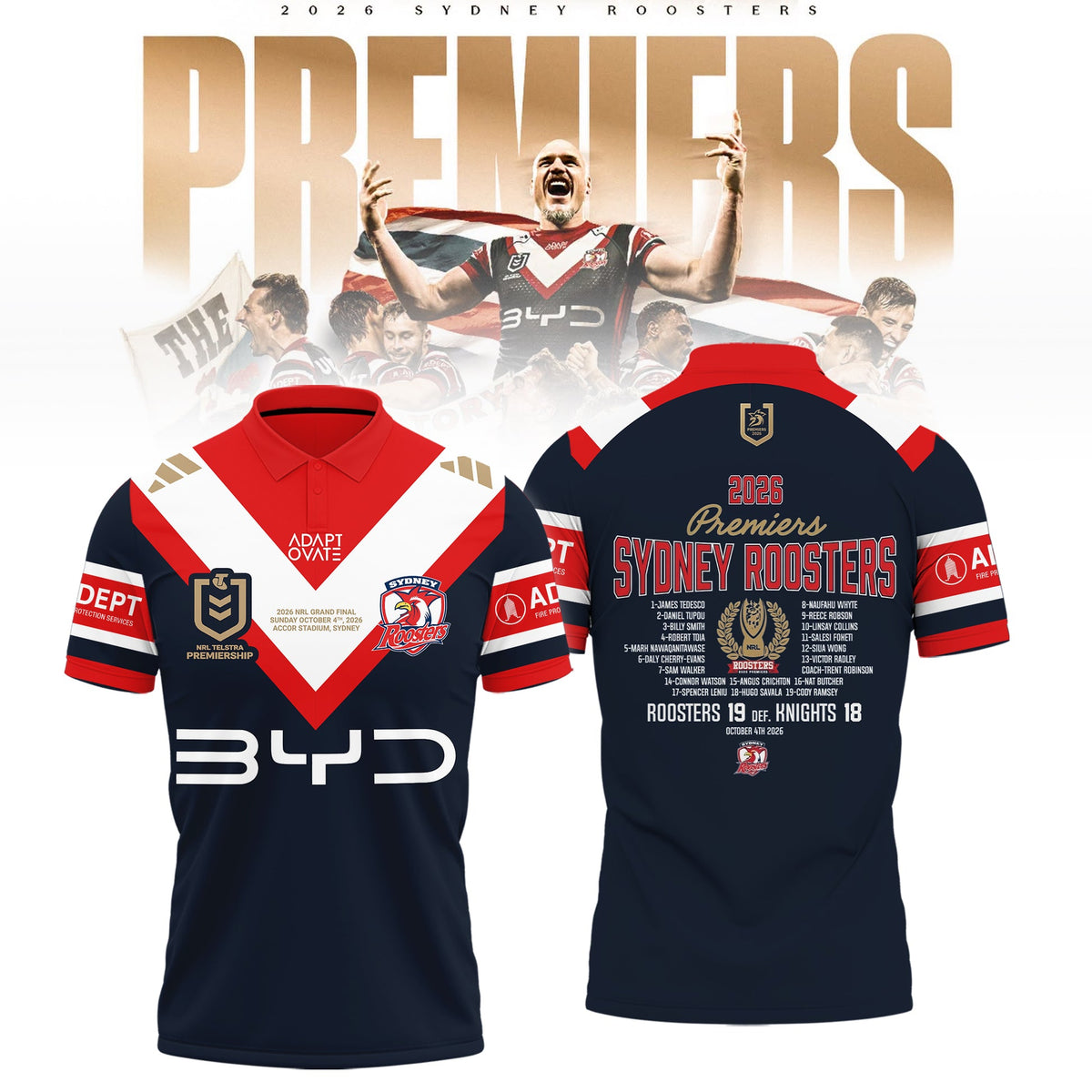 Limited Edition Sydney Roosters 2026 Premiers Polo