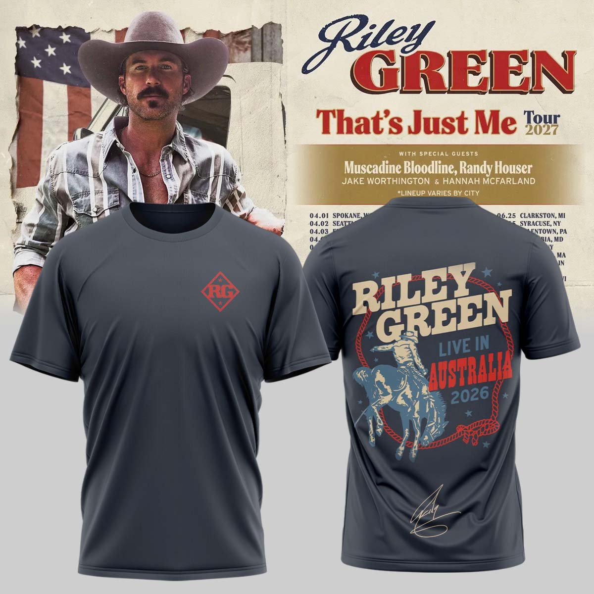 Riley Green That’s Just Me Tour signed TShirt