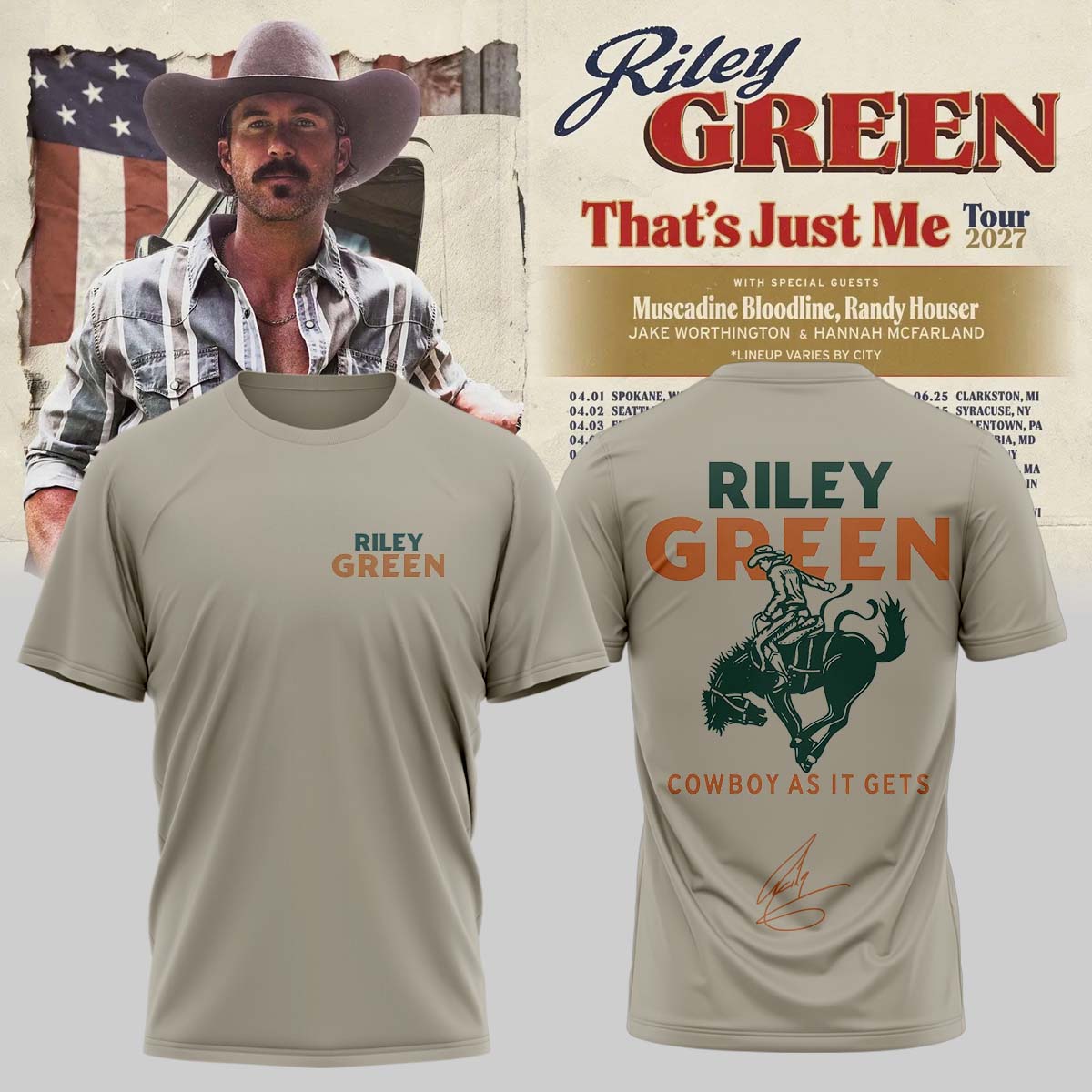 Riley Green That’s Just Me Tour signed TShirt