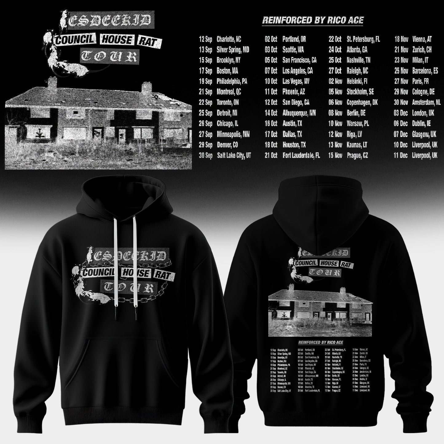 Council House Rat Tour Vintage Graphic Hoodie