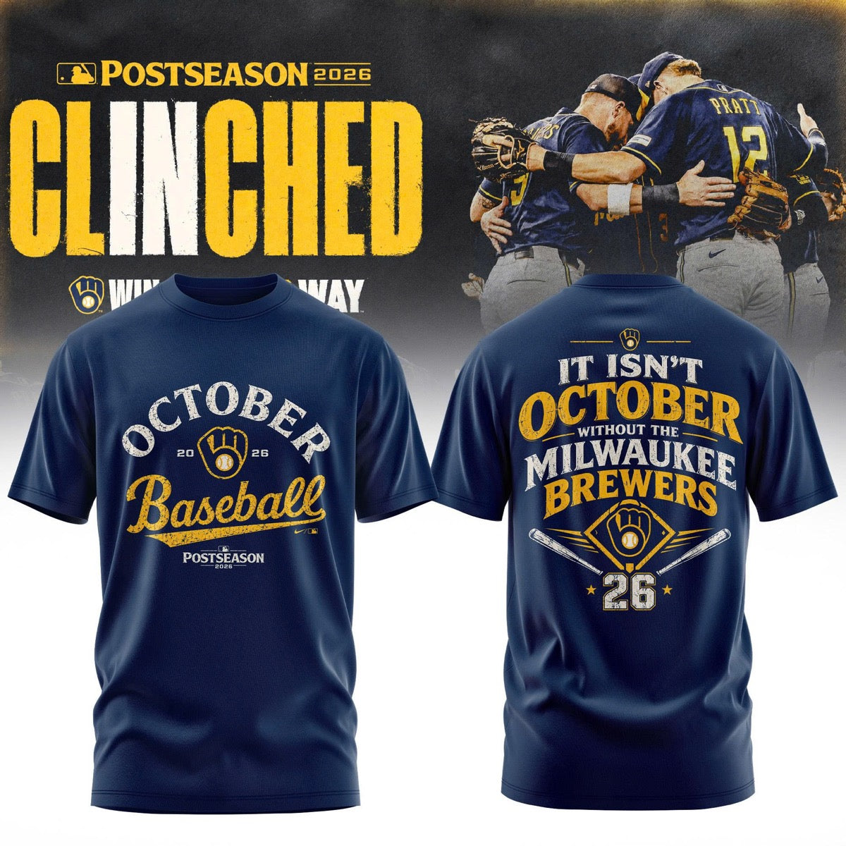 Milwaukee Brewers Postseason 2026 3D All-Over Print Graphic T-Shirt V3