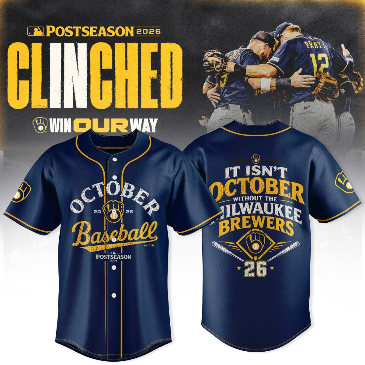 Milwaukee Brewers Postseason 2026 3D All-Over Print Graphic Jersey