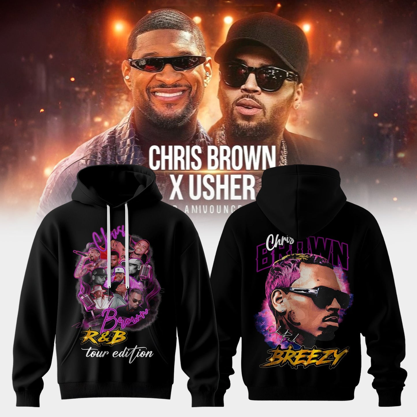 CHRIS BROWN x RAYMOND USHER – R&B TOUR 2026 Collection Hoodie