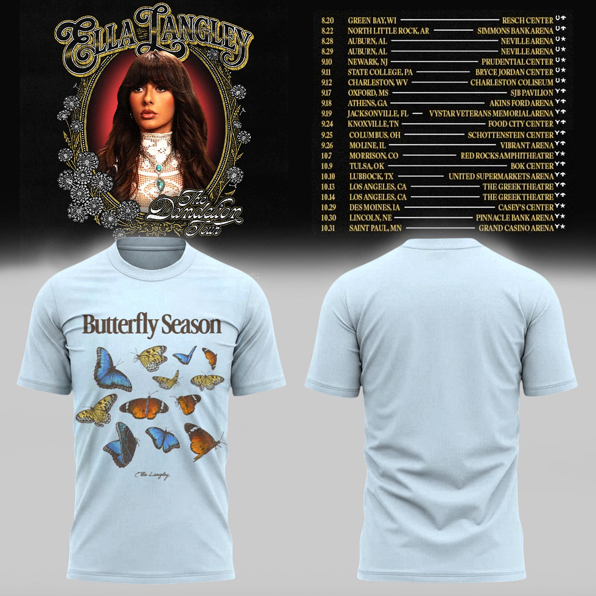 Limited Edition Ella Langley “The Dandelion Tour 2026” T-Shirts