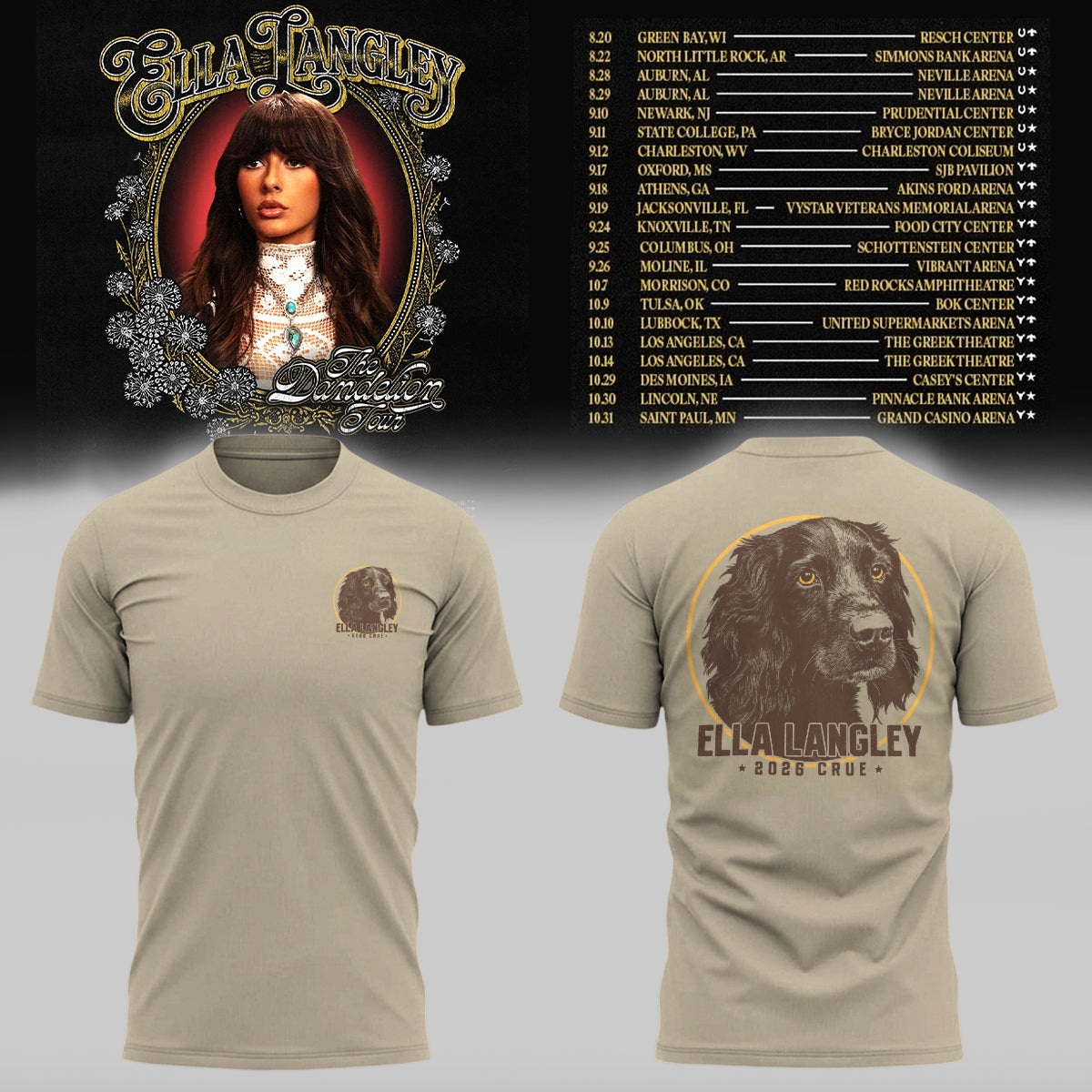 Limited Edition Ella Langley “The Dandelion Tour 2026” T-Shirts