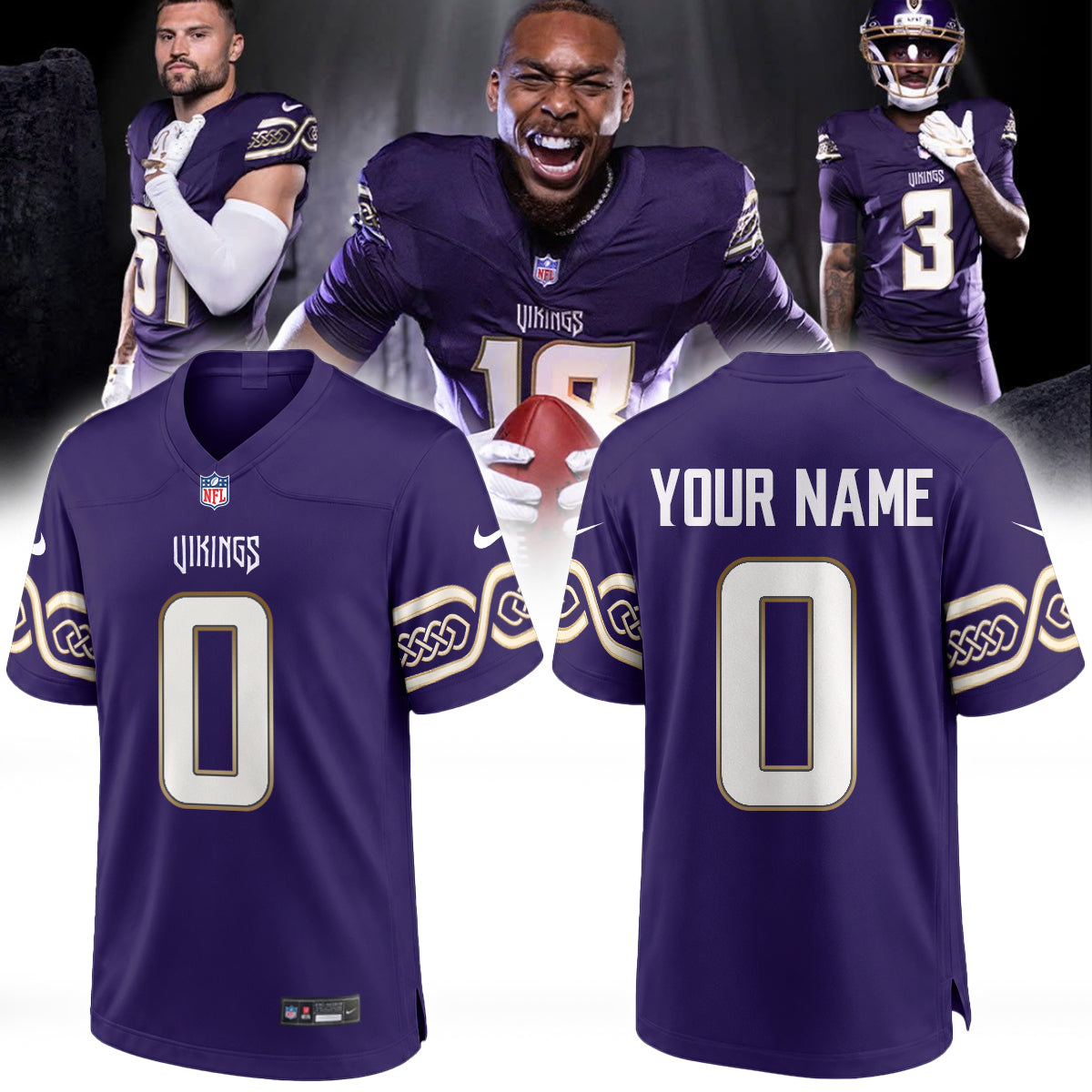 Limited Edition Vikings x Nike “New Uniform Rivalries” Jersey Custom Name/Number
