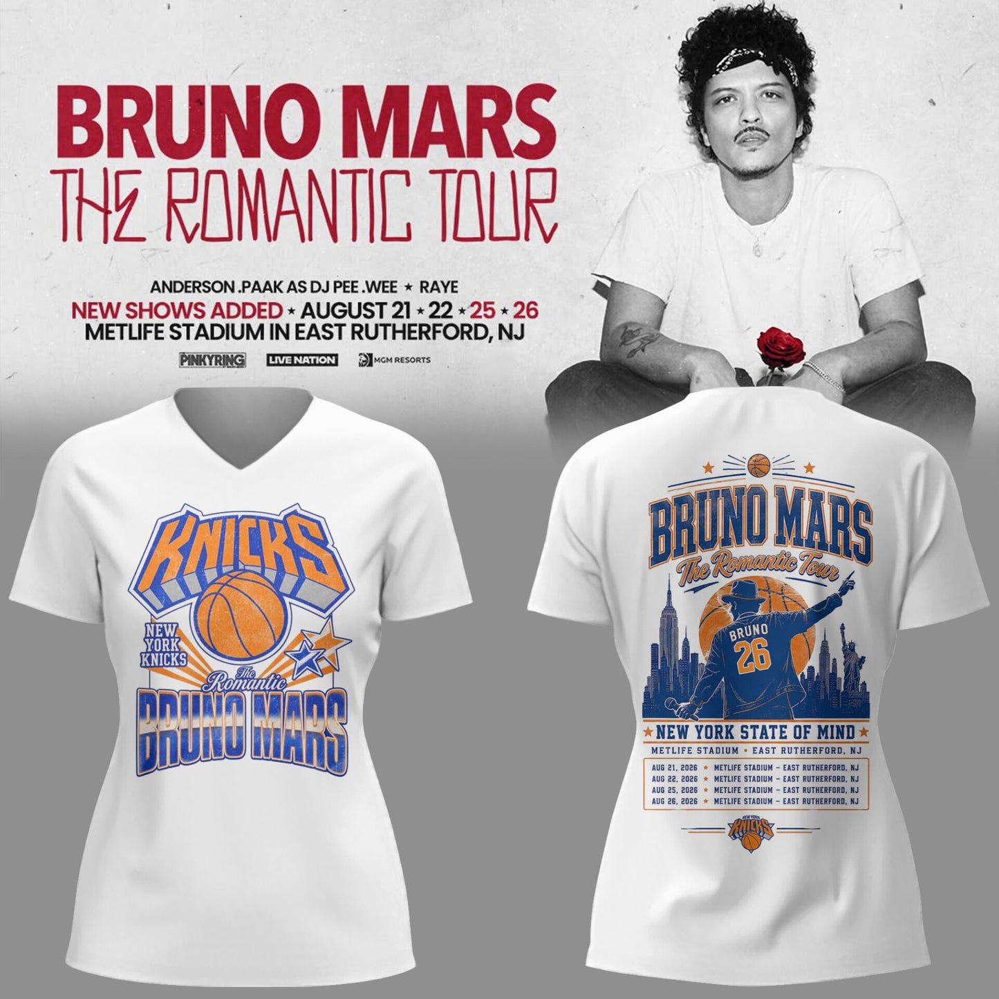 Limited Edition The Romantic Tour 2026 x NYKnick V-neck Shirt