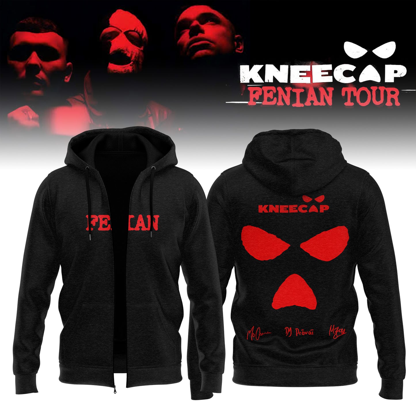 …KNEECAP ”FENIAN TOUR” Limited Edition Signature – Zip Hoodie