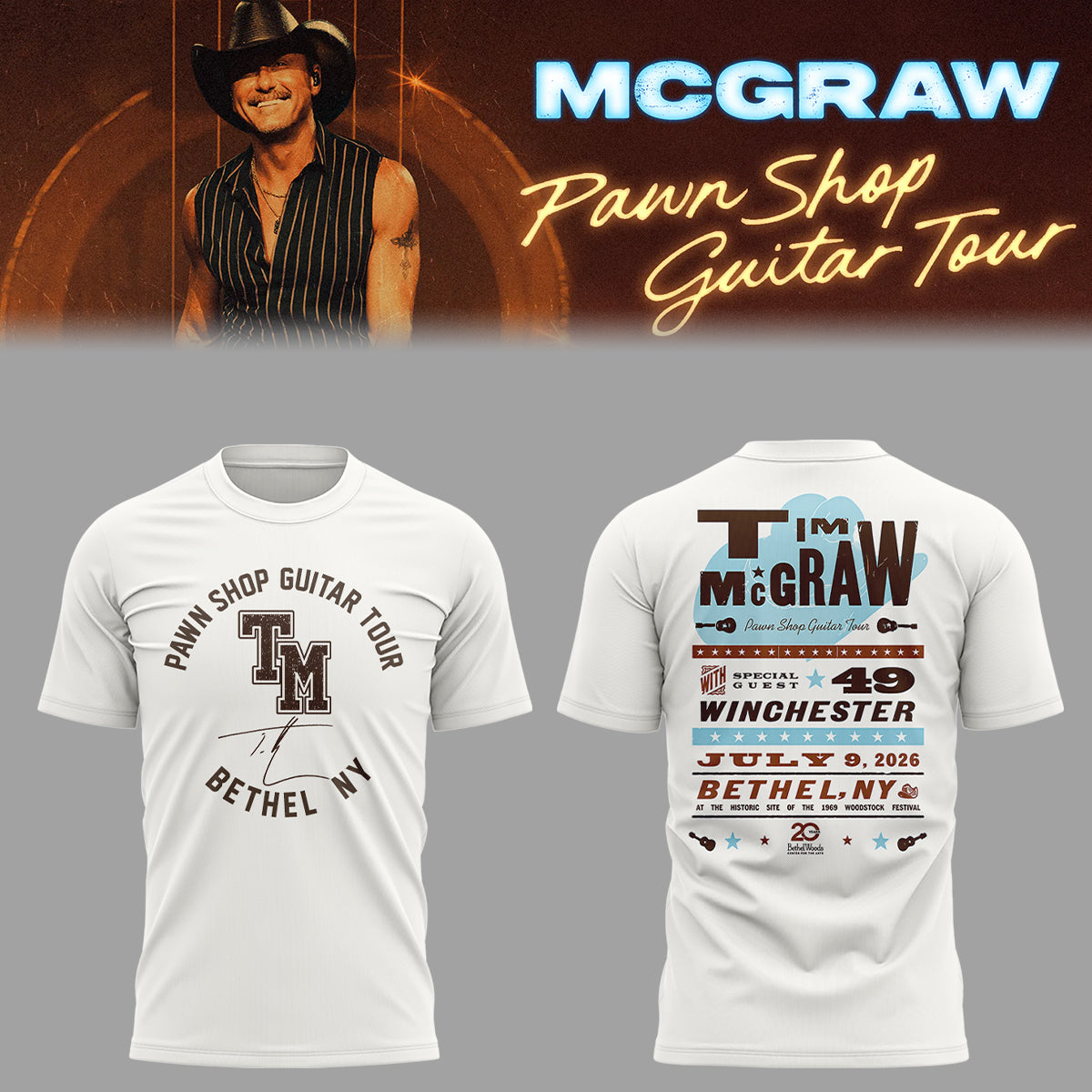 Limited Edition Pawn Shop Guitar Tour 2026 At Bethel, NY Shirt