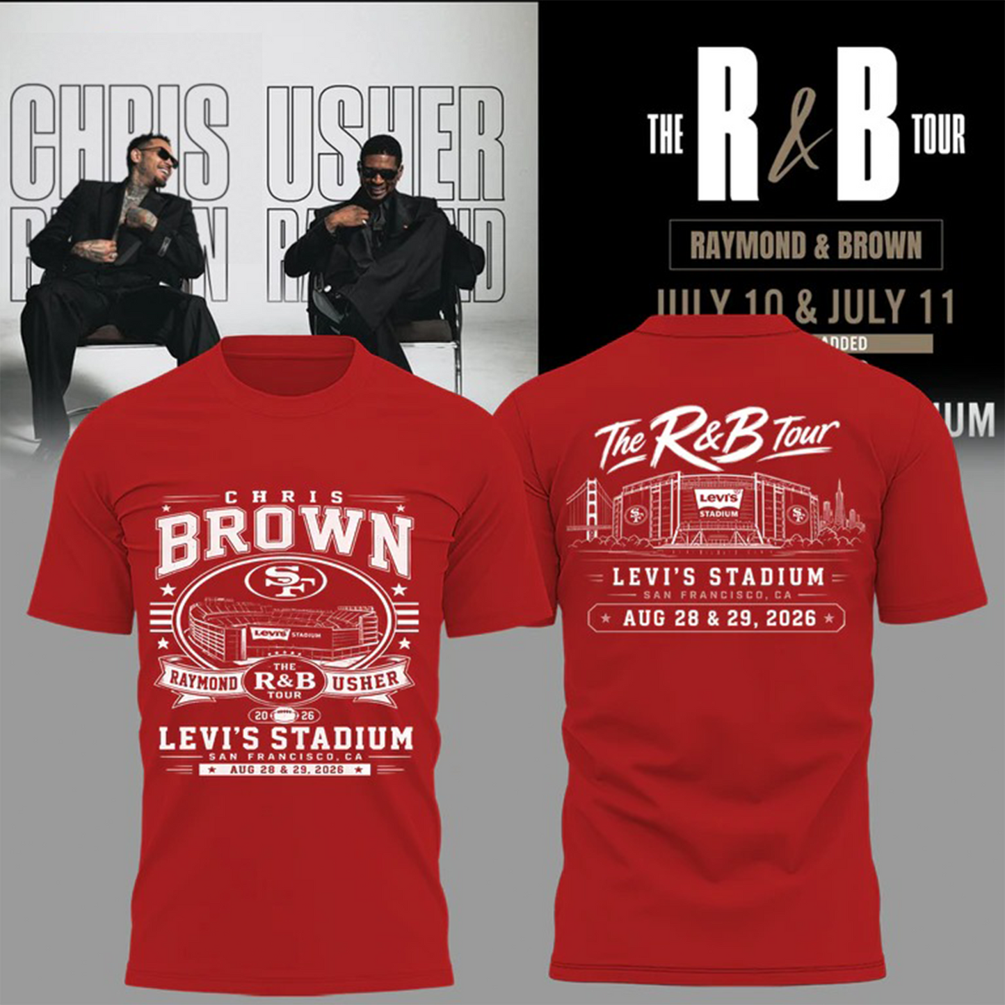 Chris Brown & Usher The R&B Tour 2026 Levi’s Stadium Shirt