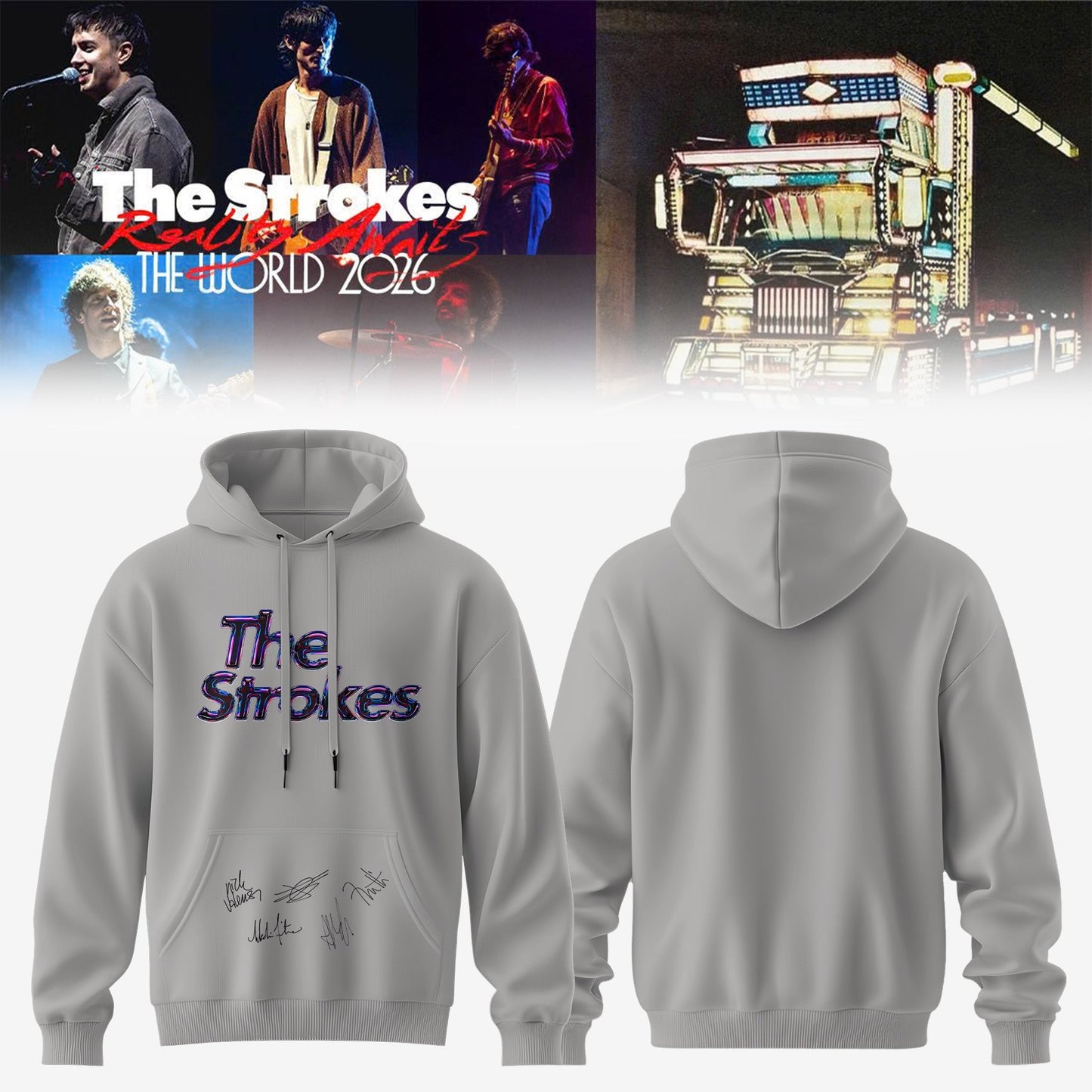 ,,,The Strokes Reality Awaits World Tour 2026 Limited Edition Signature – Hoodie