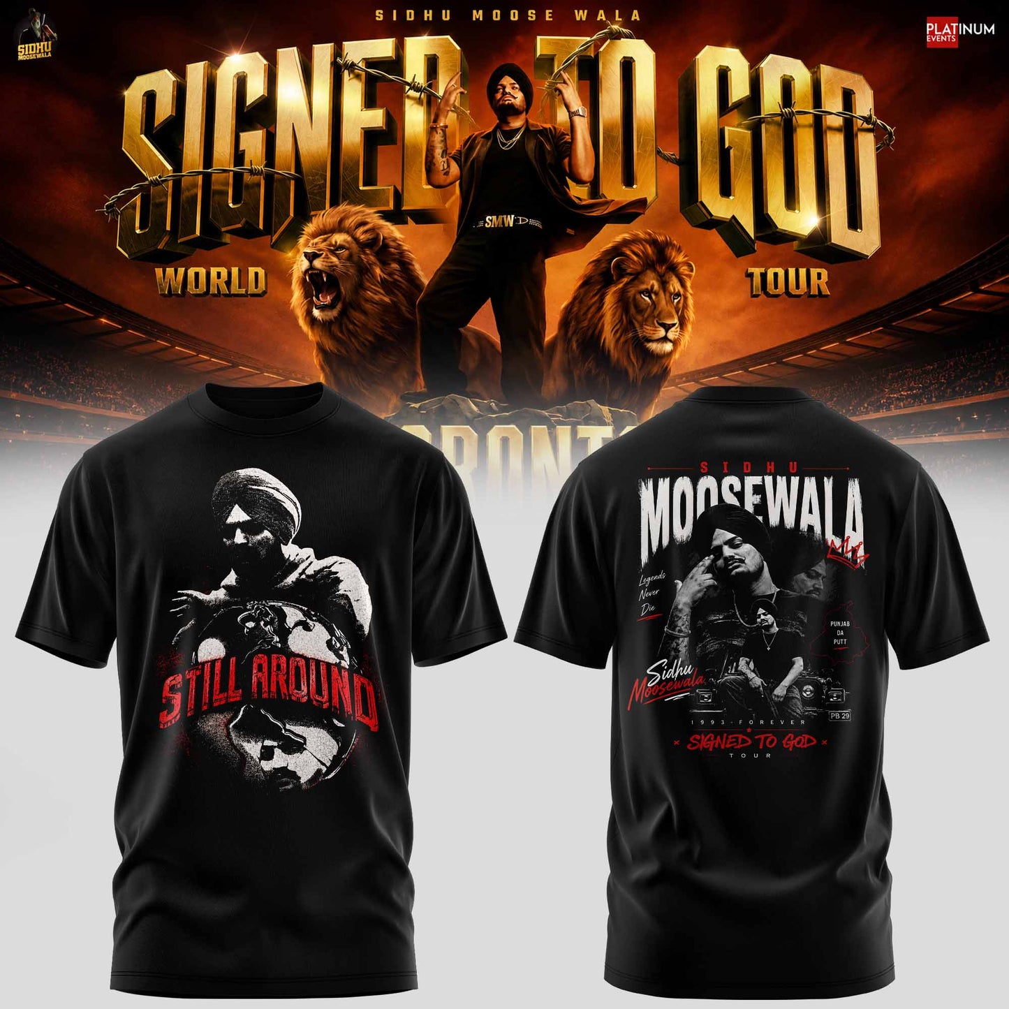 SIDHU MOOSE WALA SIGNED TO GOD TOUR T-SHIRT