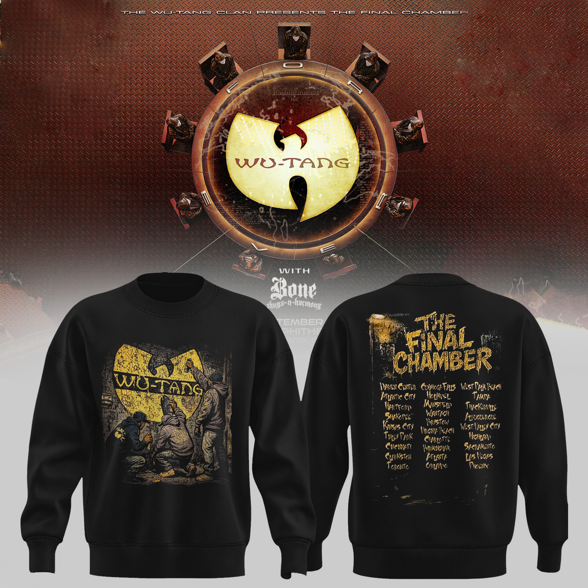 Wu-Tang Clan The Final Chamber Tour 2026 North America Merch Wall Spray Sweater