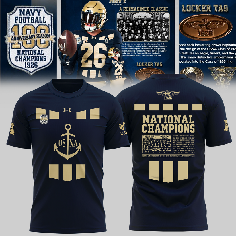 Limited Edition Navy Football 100th Anniversary National Champions T-shirt