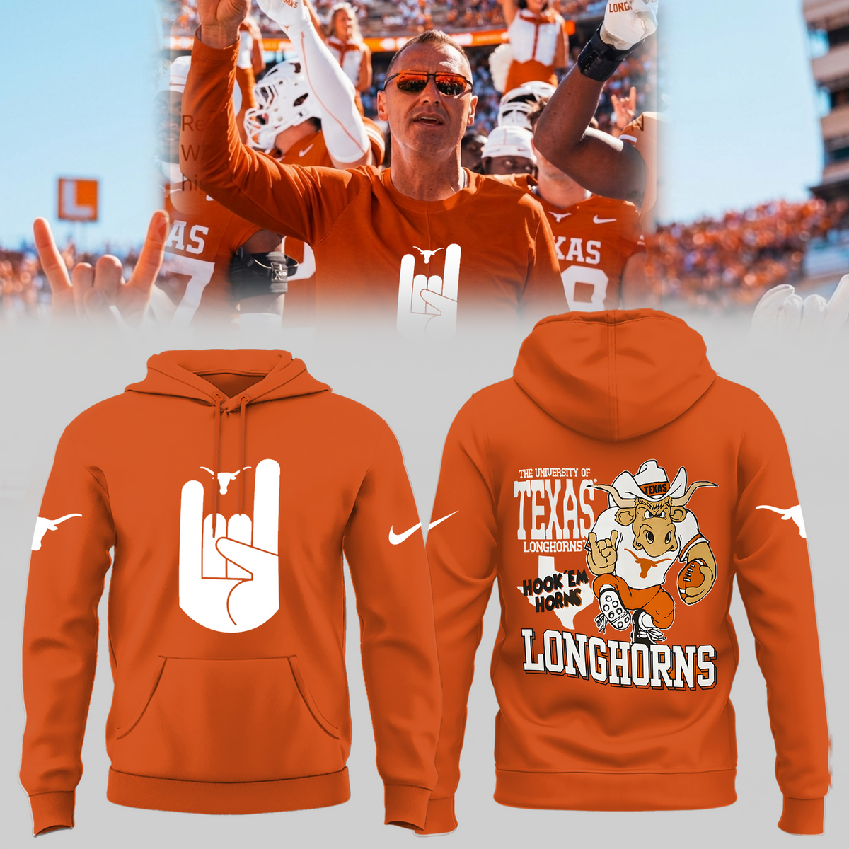 Limited Edition Texas Longhorns Hook 'Em Sign Hoodie