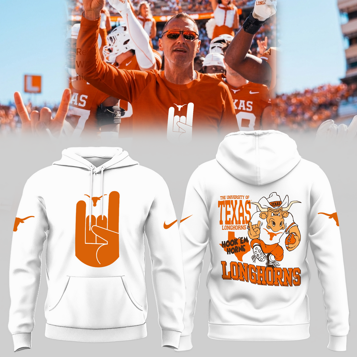 Limited Edition Texas Longhorns Hook 'Em Sign Hoodie