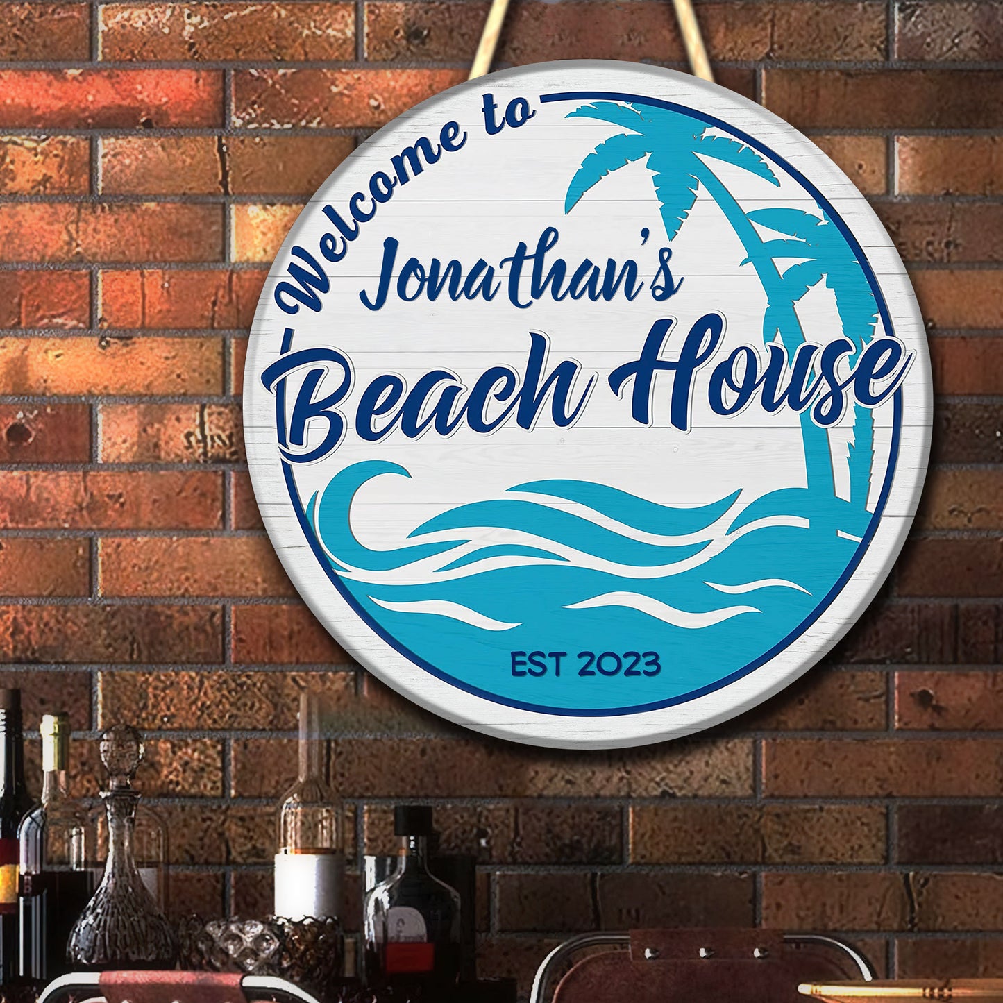 Personalized Beach House Wood Sign, Pool Bar Sign, Beach Bar Sign, Carved Wood, Palm Tree Sign, Pool Decor, Beach House Sign, Bar Signs