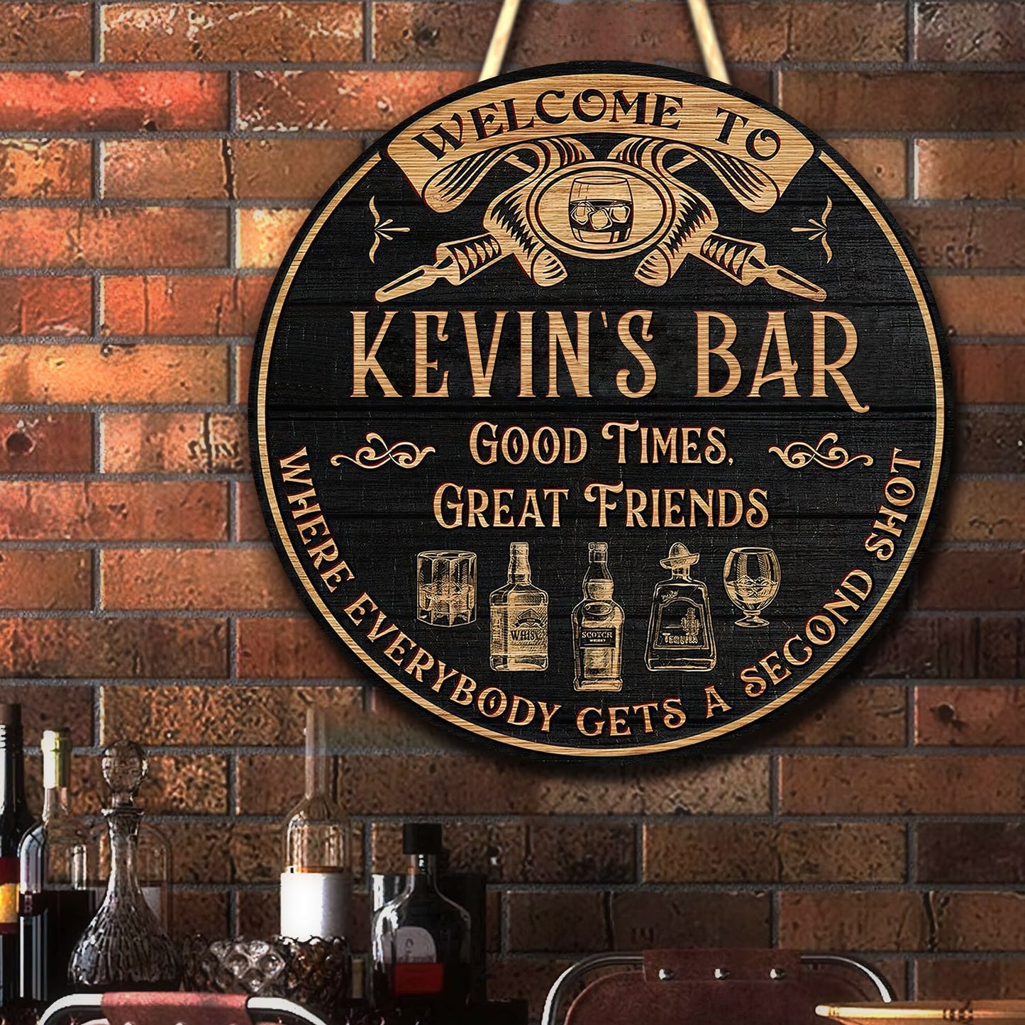 Personalized Whisky Bar Wood Sign: Custom Man Cave Decor