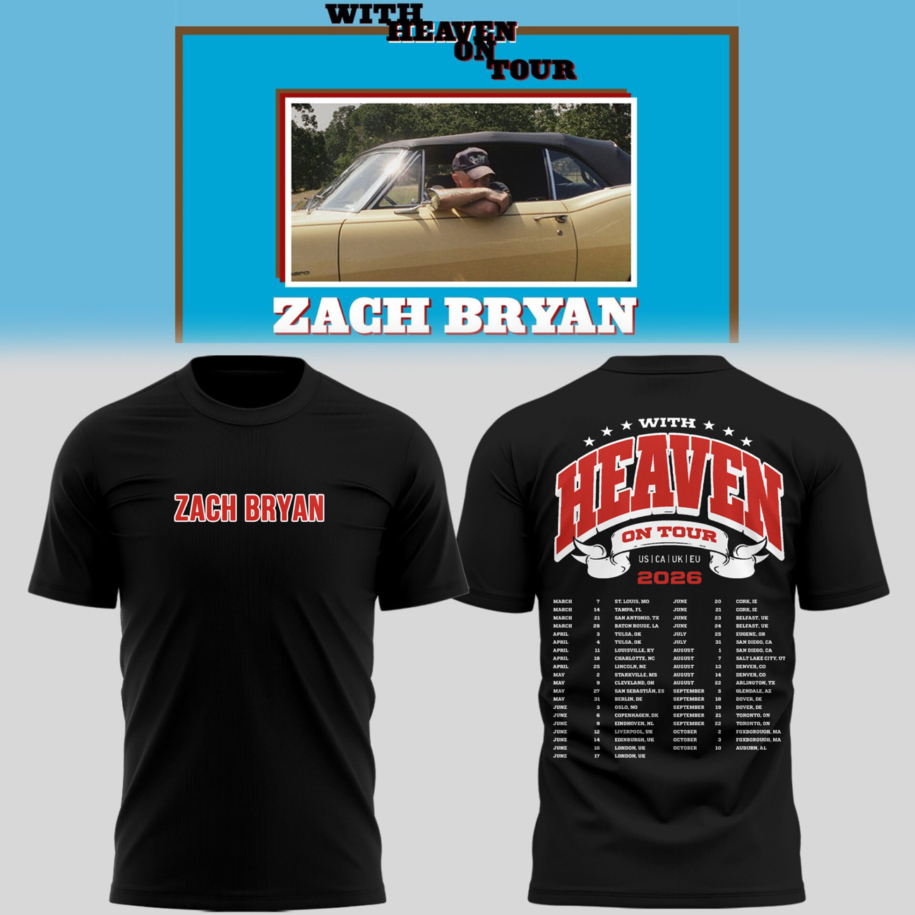 02.13. Zach Bryan With Heaven On Tour 12 T-Shirt
