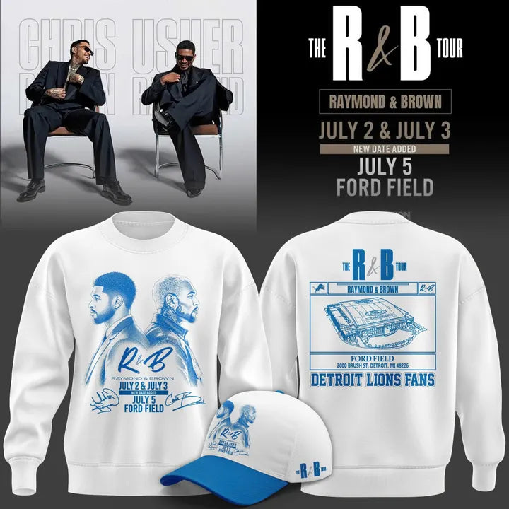 New Sweatshirt White Chris Brown & Usher Raymond x Detroit Lions "The R&B Tour"