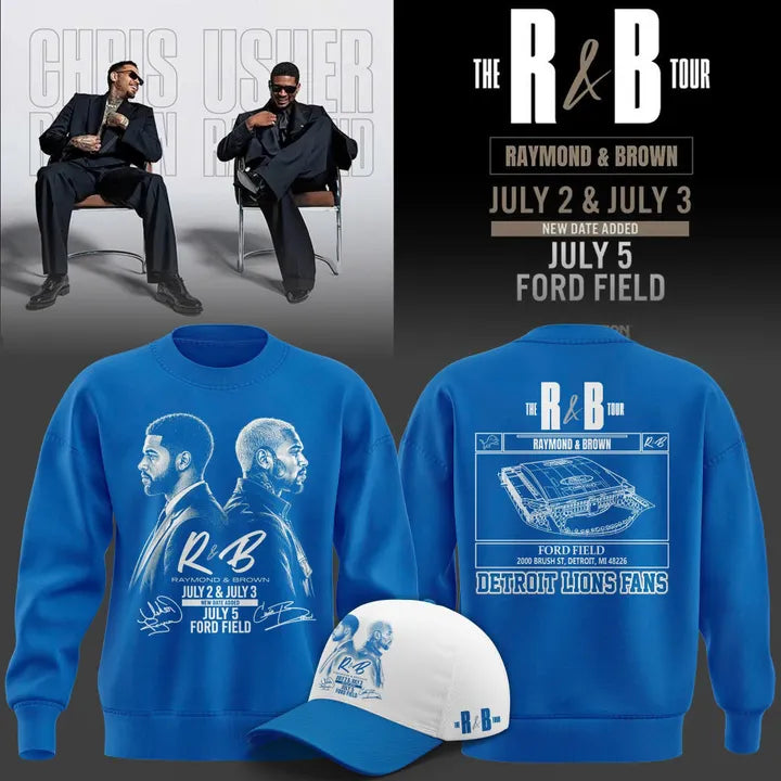 New Sweatshirt White Chris Brown & Usher Raymond x Detroit Lions "The R&B Tour"