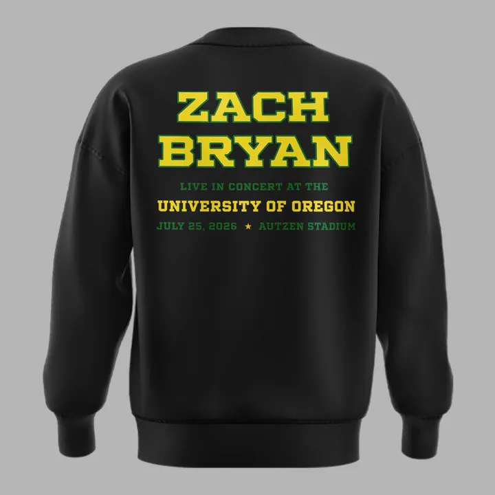 Black Sweatshirt Zach Bryan x Oregon Football - With Heaven On Tour 2026 Sweatshirt