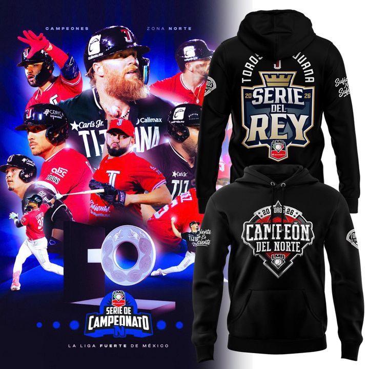 Sudadera De Béisbol Toros De Tijuana Pullover Escudo Campeón 2026