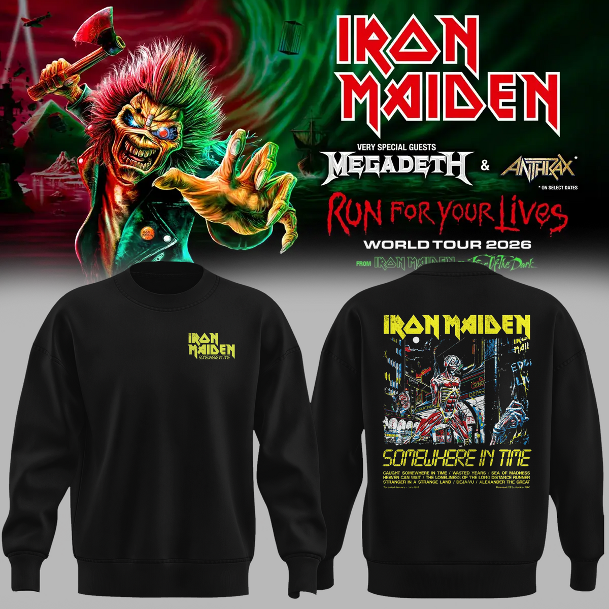 Iron Maiden Somewhere In Time 40th Anniversary Collection Tracklist Sweatshirt