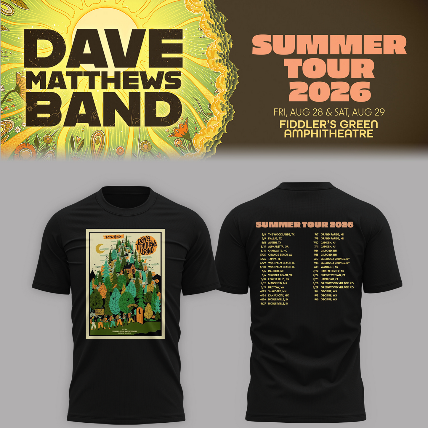Limited Edition Summer Tour 2026 At Green Amphitheatre, Co Shirt