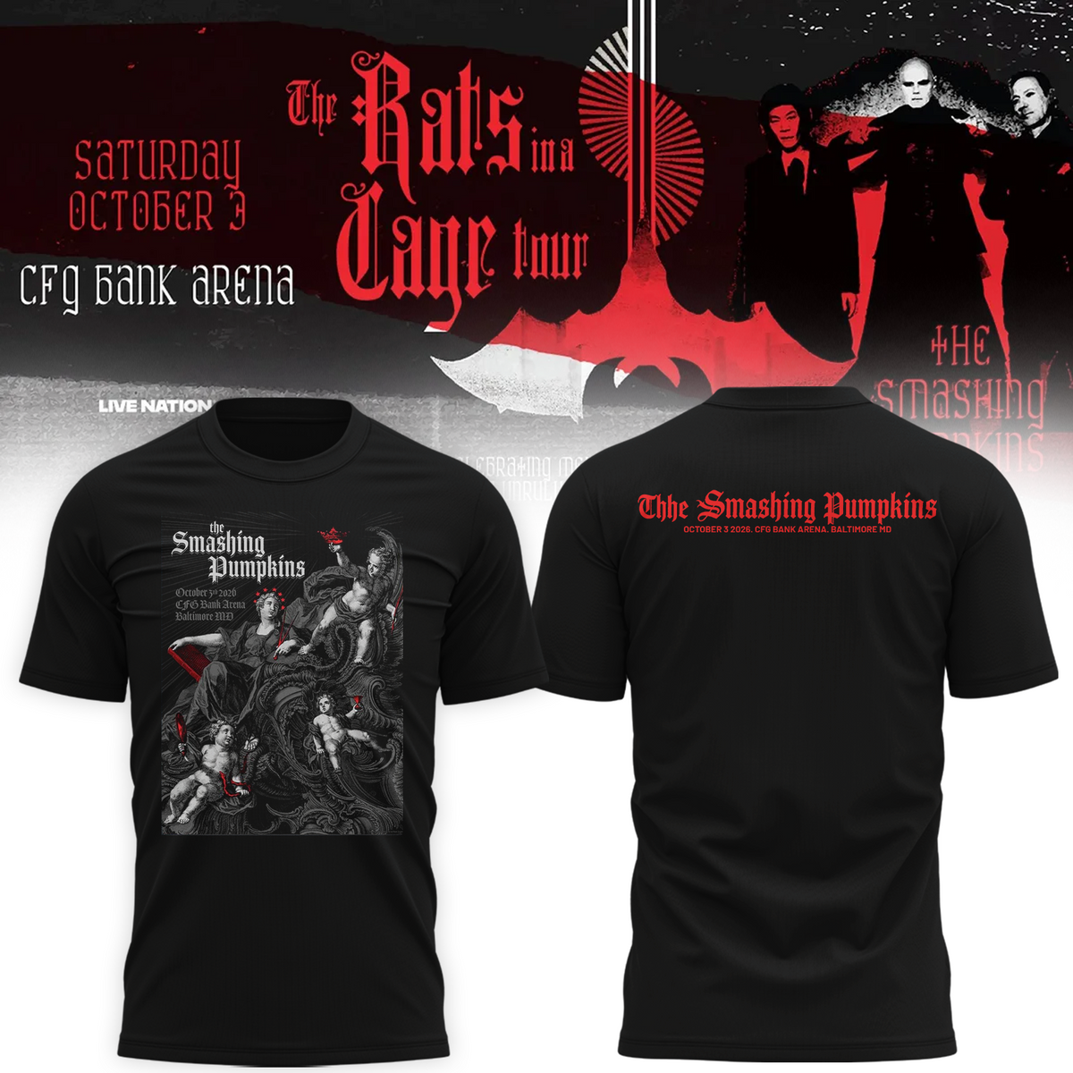 The Smashing Pumpkins Baltimore MD 2026 Show Shirt Live At CFG Bank Arena October 3 2026