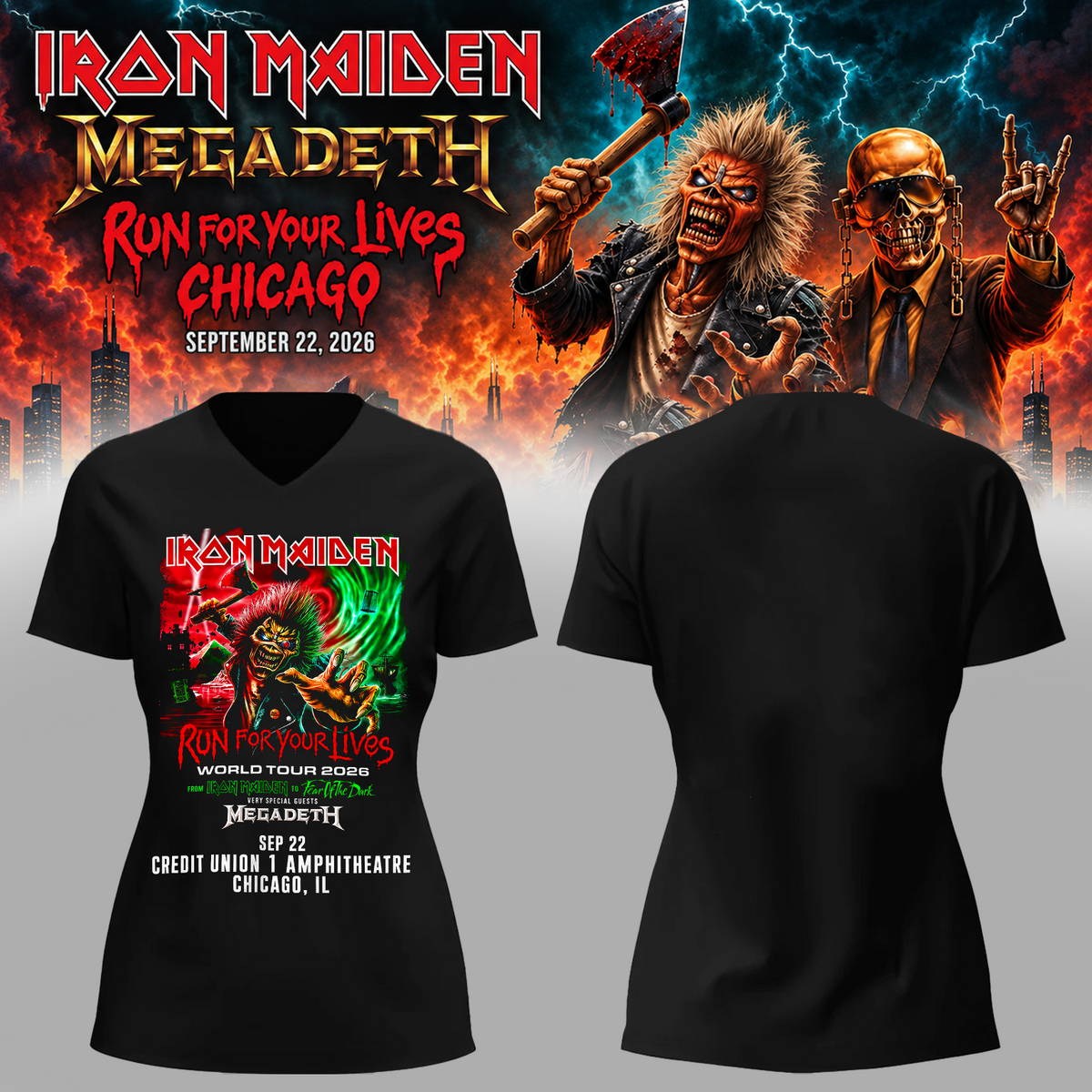 Run For Your Lives World Tour 2026 Chicago September 22 V-neck