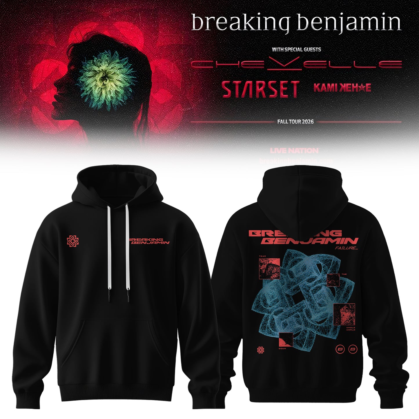 Breaking Benjamin American Tour 2026 3D Graphic Hoodie V2