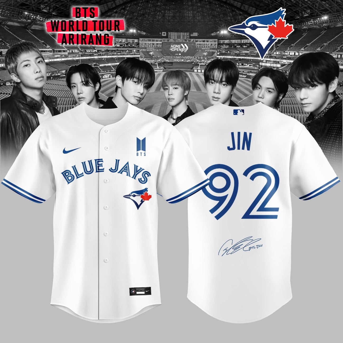 Toronto Blue Jays x JIN 92 BTS World Tour 2026 Limited Edition Jersey