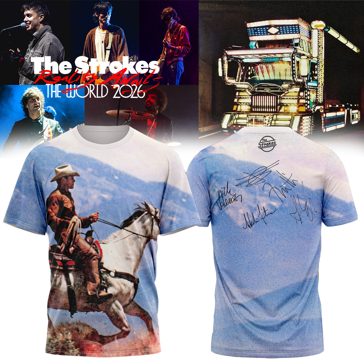 The Strokes Reality Awaits World Tour 2026 Limited Edition Signature – Tshirt