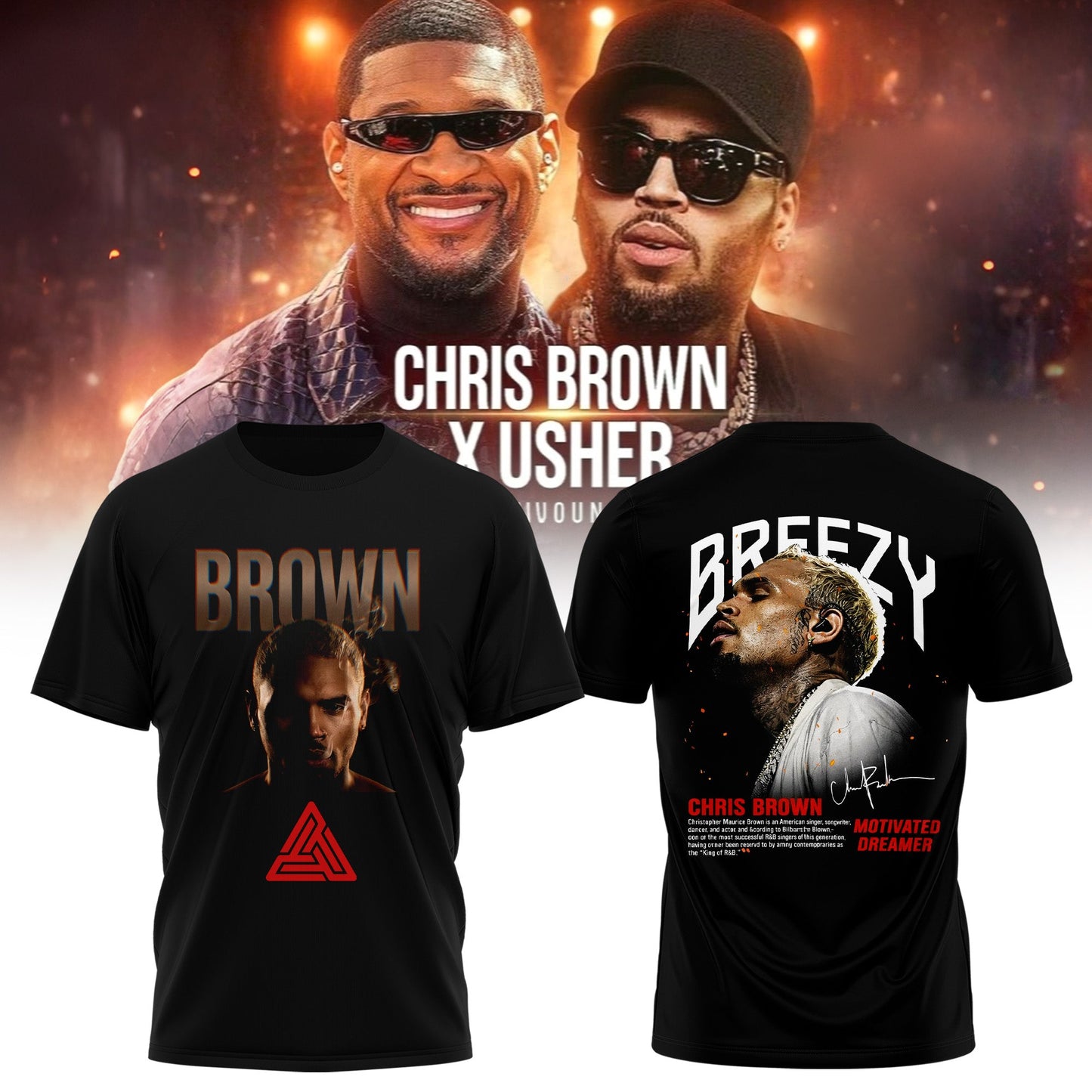 CHRIS BROWN x RAYMOND USHER – R&B TOUR 2026 Collection T-shirt