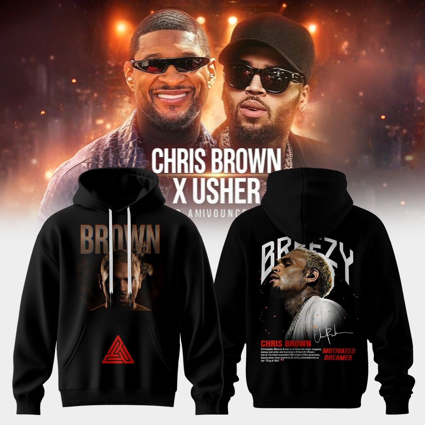 CHRIS BROWN x RAYMOND USHER – R&B TOUR 2026 Collection Hoodie