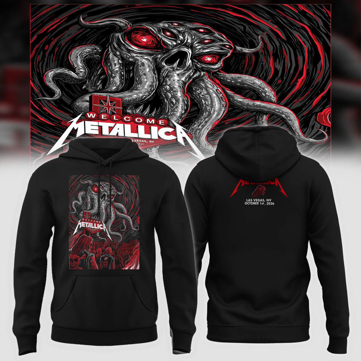 MTLC Life Burns Faster Las Vegas 2026 Night 1 Venue Poster Live At Sphere October 1 2026 Ktulu Art Unisex Hoodie