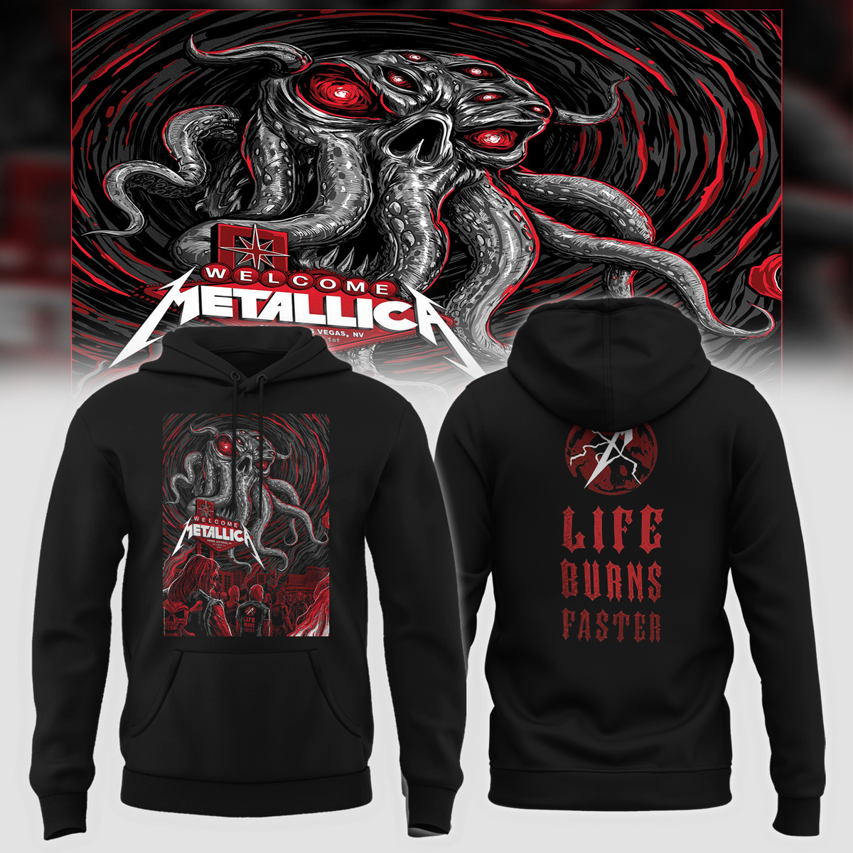 MTLC Life Burns Faster Las Vegas 2026 Night 1 Venue Poster Live At Sphere October 1 2026 Ktulu Art Unisex Hoodie