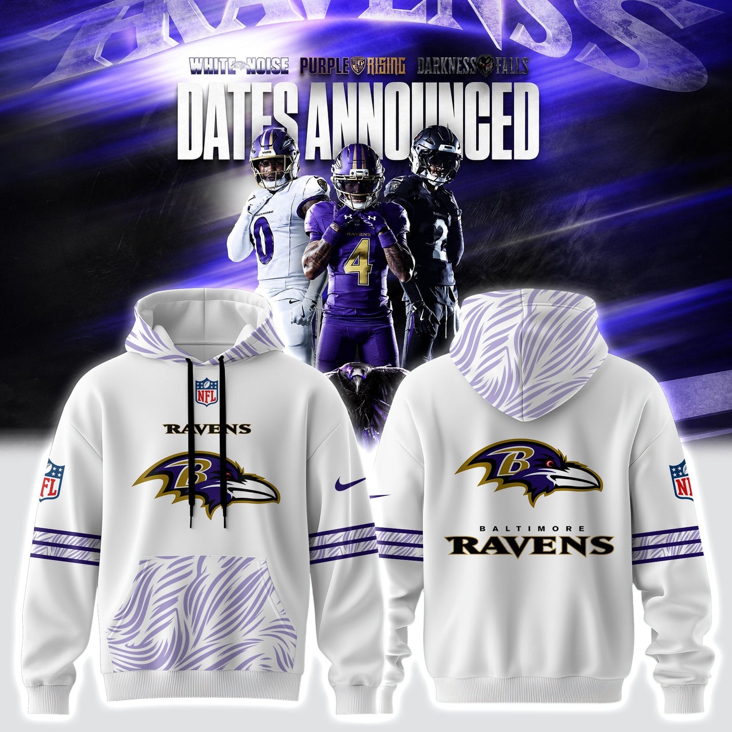 .B.Ravens 2026 Noise Rising Falls Black Hoodie
