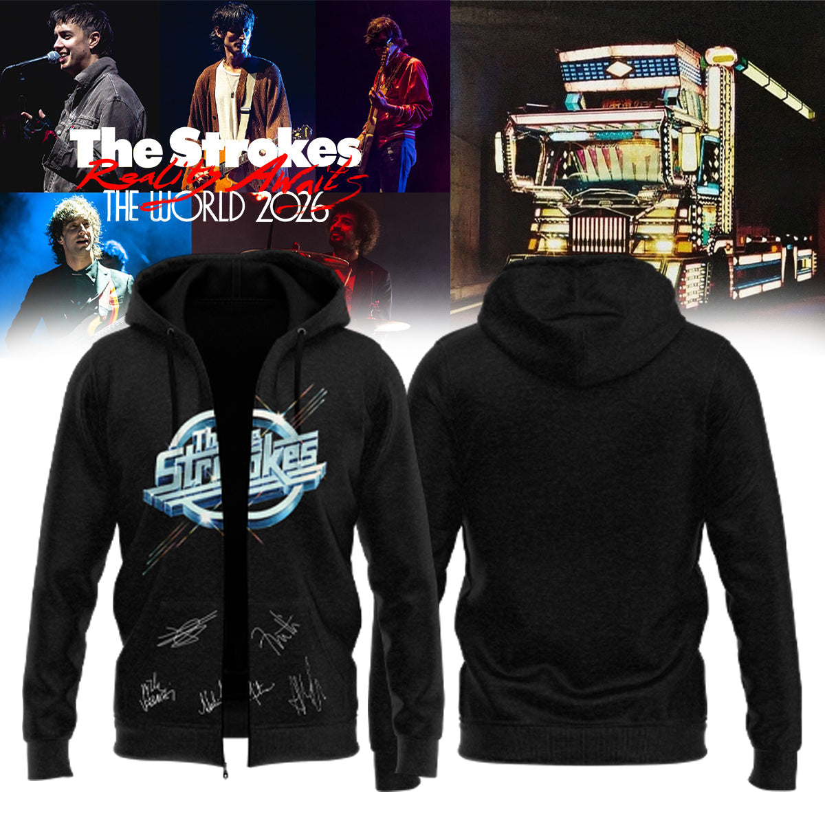 ..The Strokes Reality Awaits World Tour 2026 Limited Edition Signature – Zip Hoodie