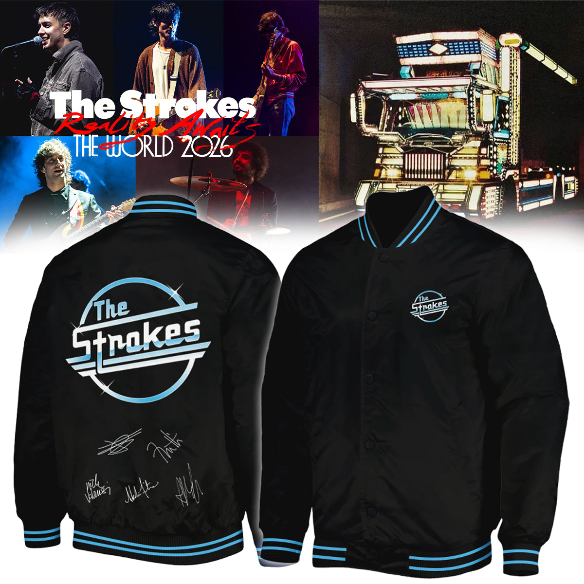 ,,,The Strokes Reality Awaits World Tour 2026 Limited Edition Signature – Bomber