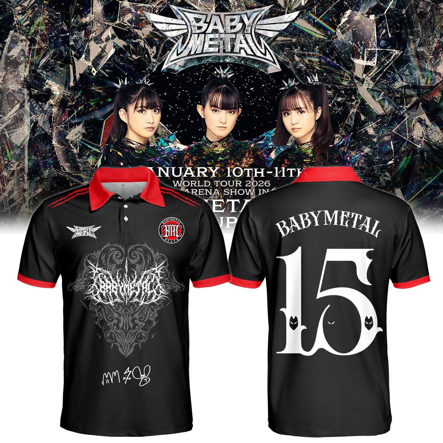 BABYMETAL WORLD TOUR signed Polo