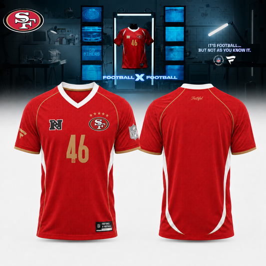 ,San Francisco 49ers Football x Football Collared Fan Top – Jersey