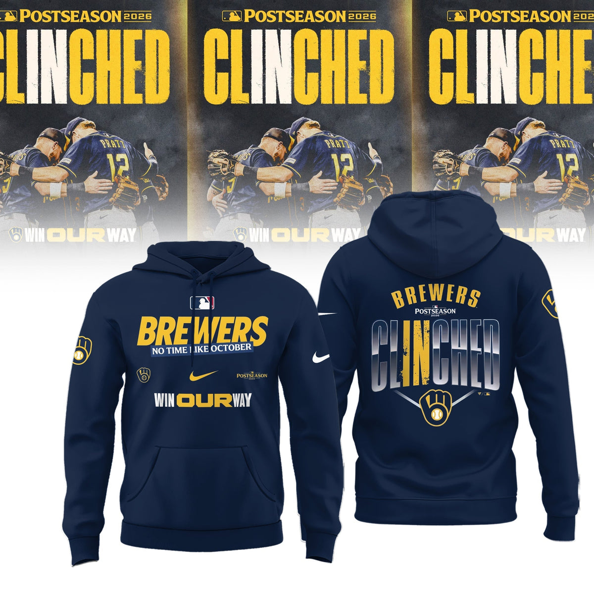 Limited Edition Milwaukee Brewers Postseason 2026 Clinched Hoodie