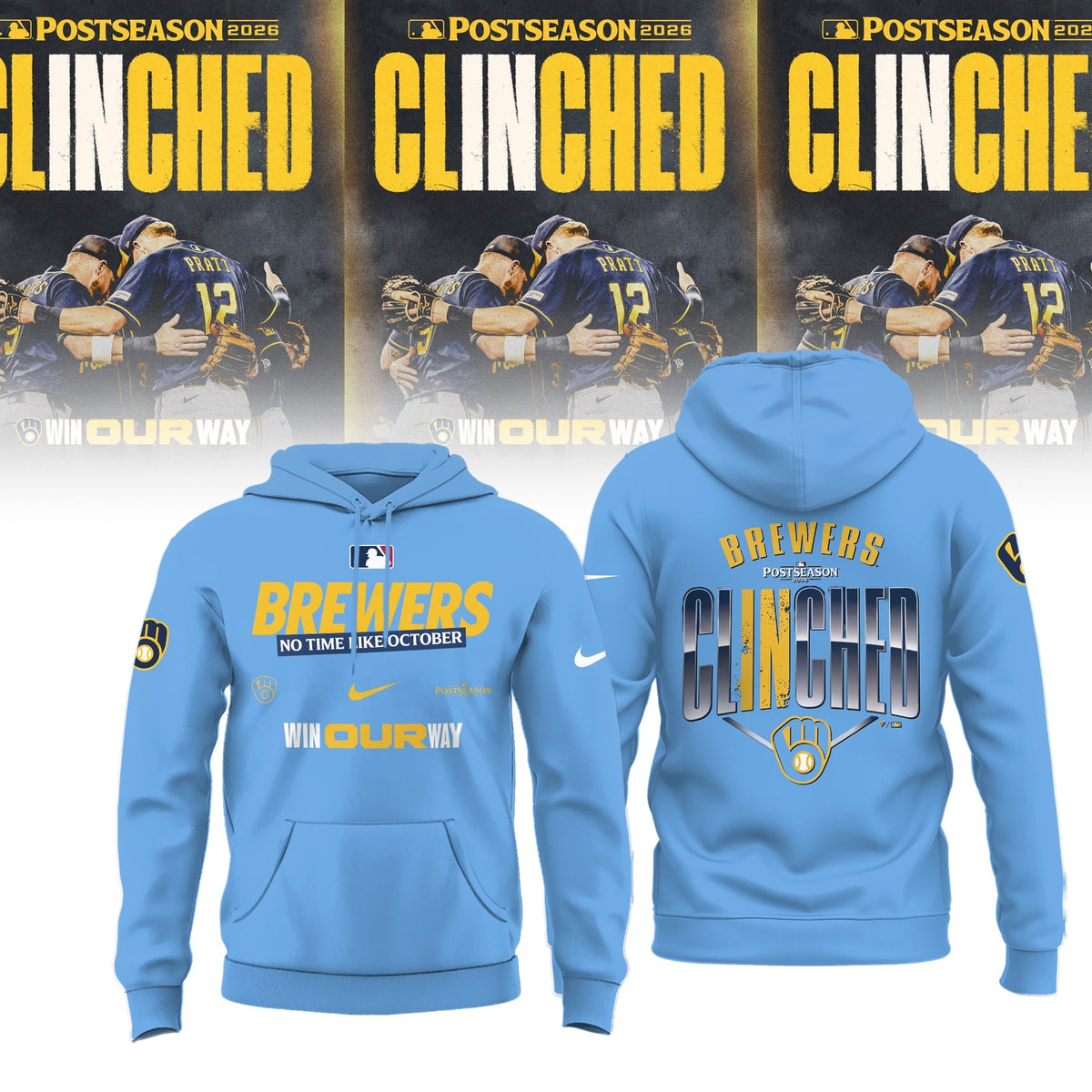 Limited Edition Milwaukee Brewers Postseason 2026 Clinched Hoodie