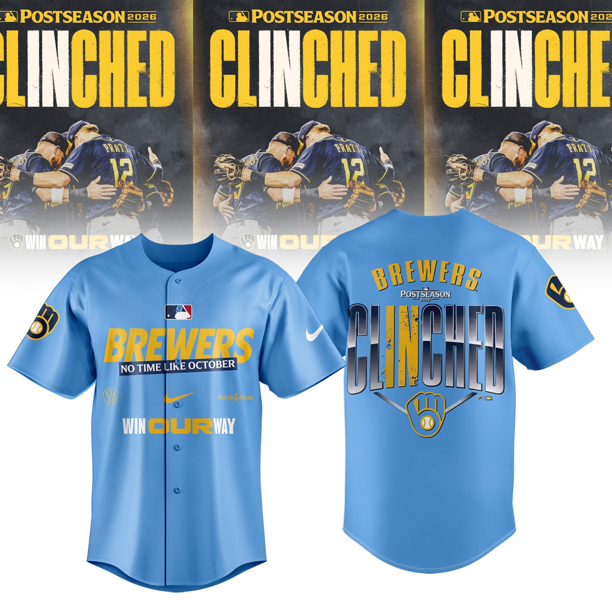 Limited Edition Milwaukee Brewers Postseason 2026 Clinched Jersey
